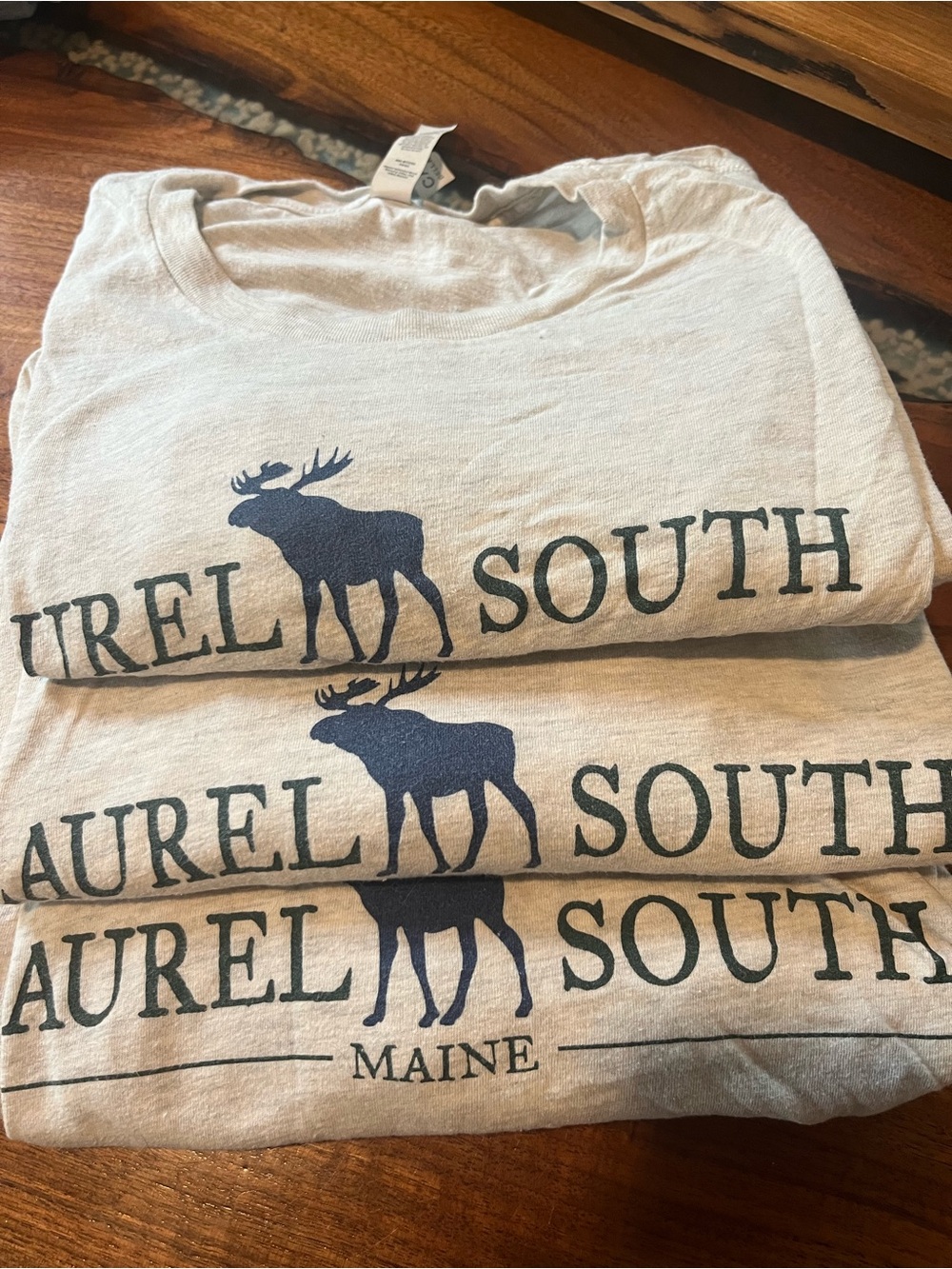 STAFF Laurel South Maine Moose Graphic Tee - Light Gray with Navy Print.  Med